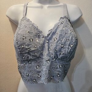 No Boundaries Floral Lace Bralette in Light Blue